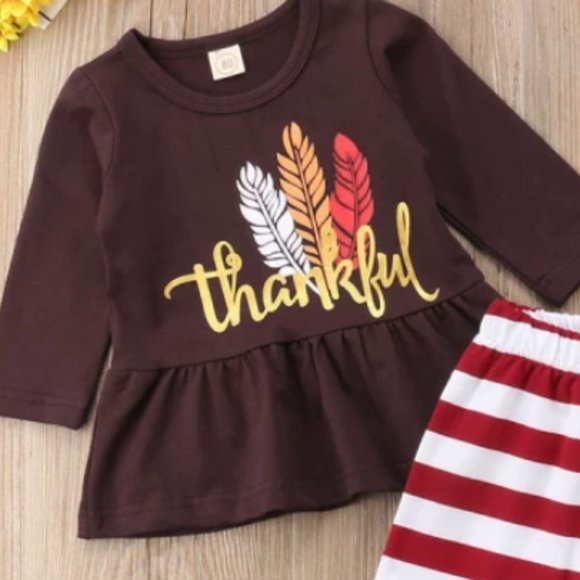 Thanksgiving Thankful Baby Toddler Girls Outfit - Picture 7 of 8